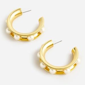NWT J.Crew Pearl-Studded Hoop Earrings